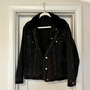 Topshop Oversized Denim Jacket with Shearling collar and cuffs